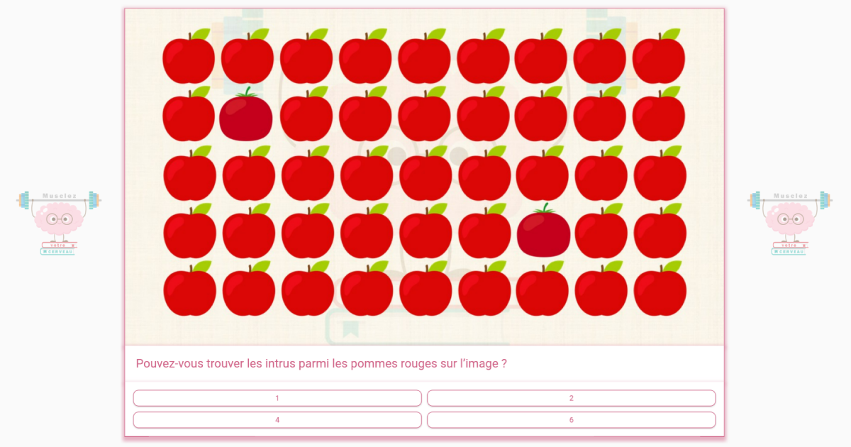 Pouvez-vous trouver les intrus parmi les pommes rouges sur l’image ?